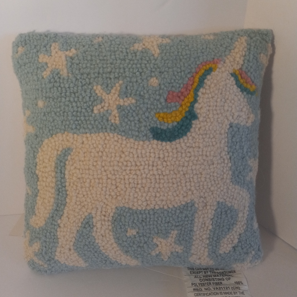 Blue Unicorn Decorative Pillow